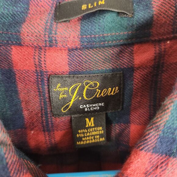J. Crew Mens Slim Fit LS Cashmere Blend Gingham Print Button Down Shirt Medium - Picture 4 of 6